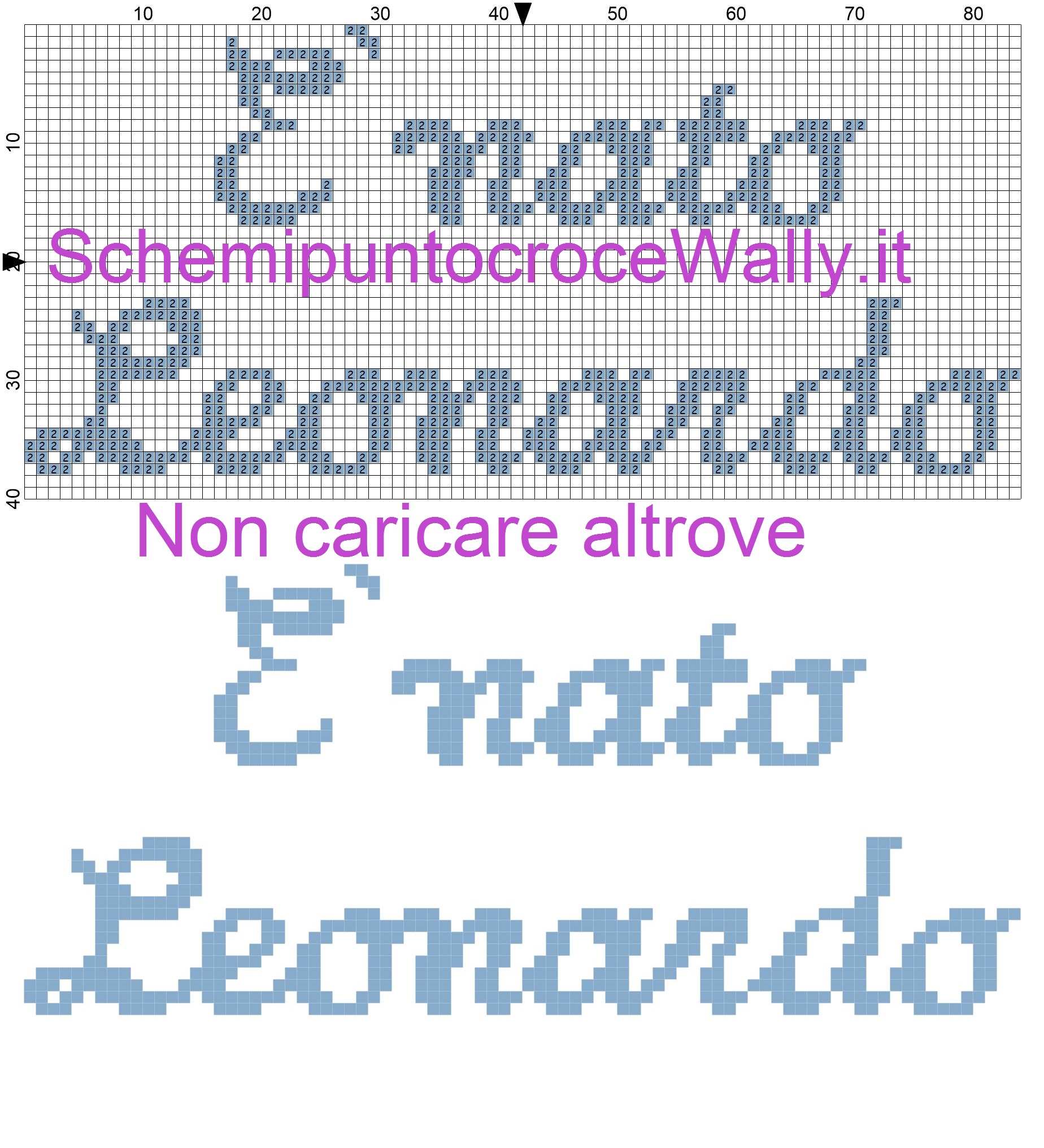 E’ nato Leonardo scritta schema punto croce gratis