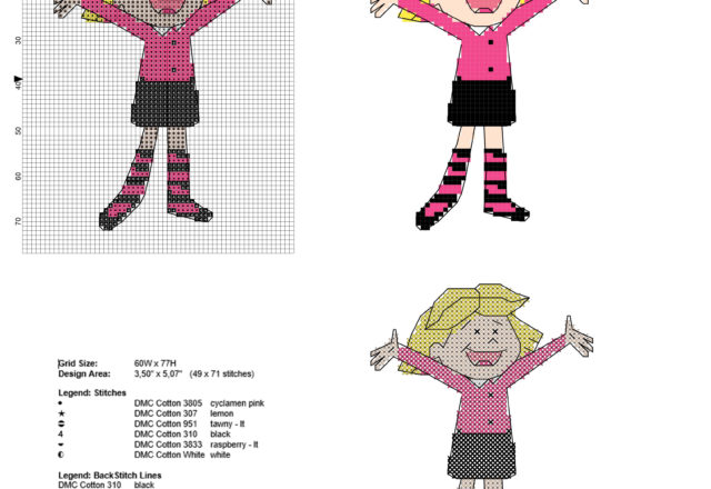 Emily Elizabeth personaggio del cartone animato Clifford schema punto croce