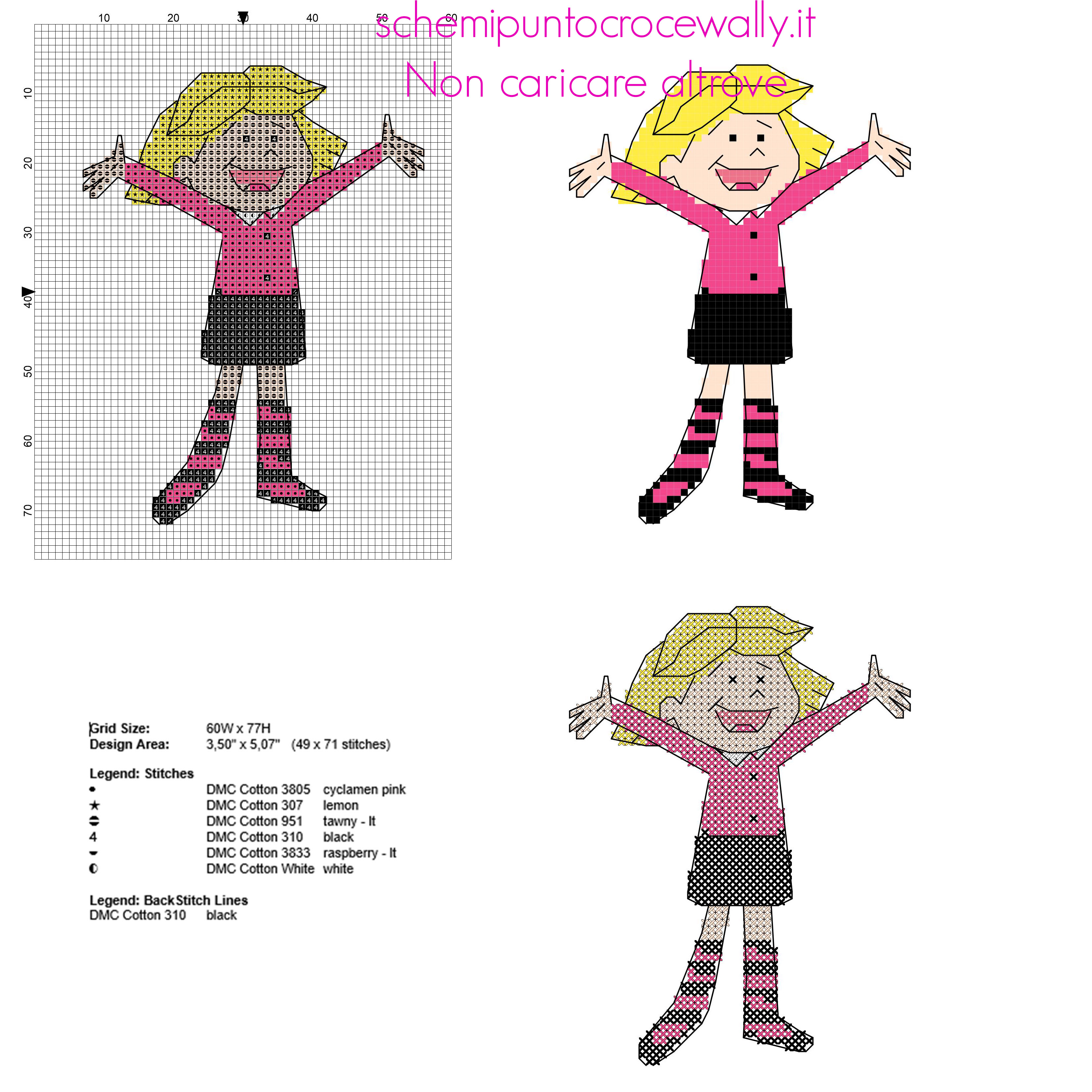 Emily Elizabeth personaggio del cartone animato Clifford schema punto croce