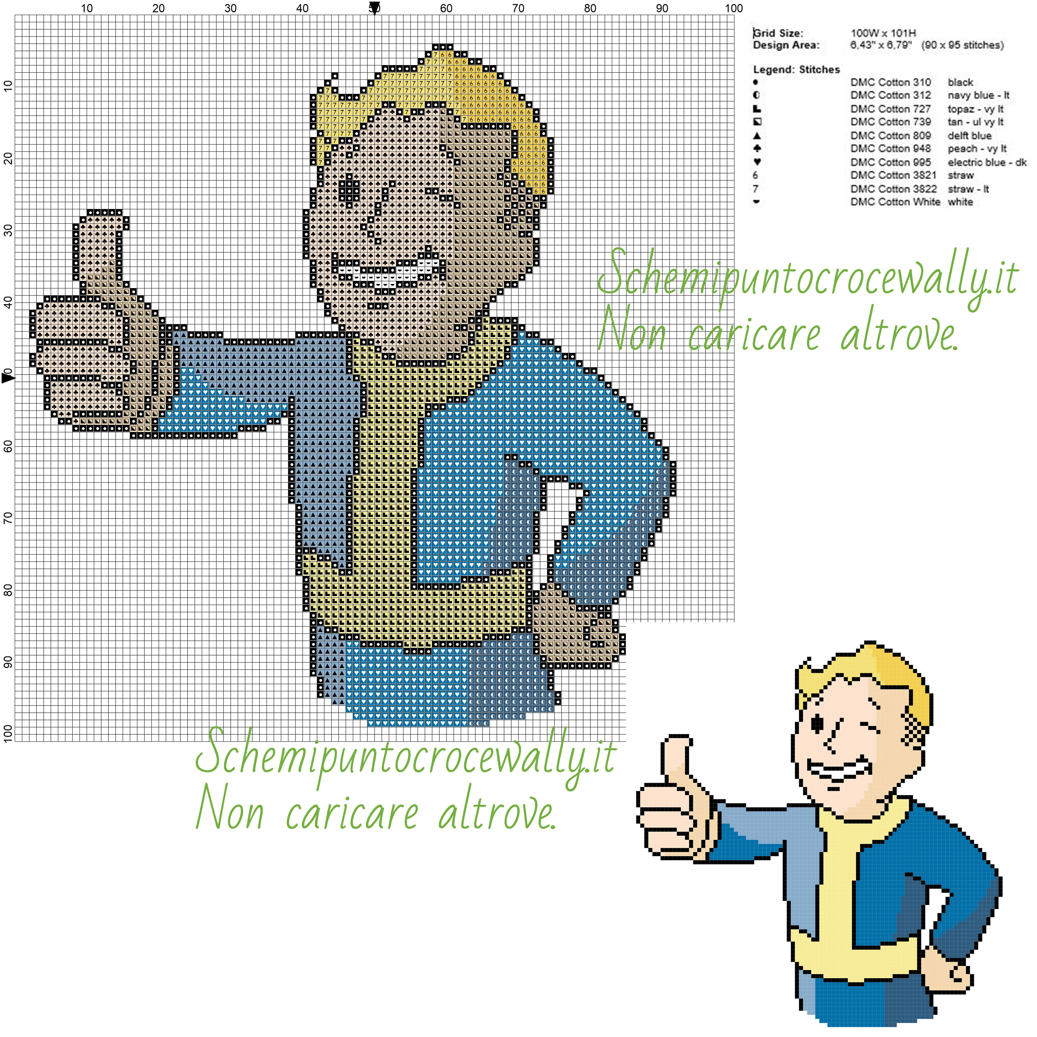Fallout schema punto croce gratis di videogiochi 100x101 10 colori