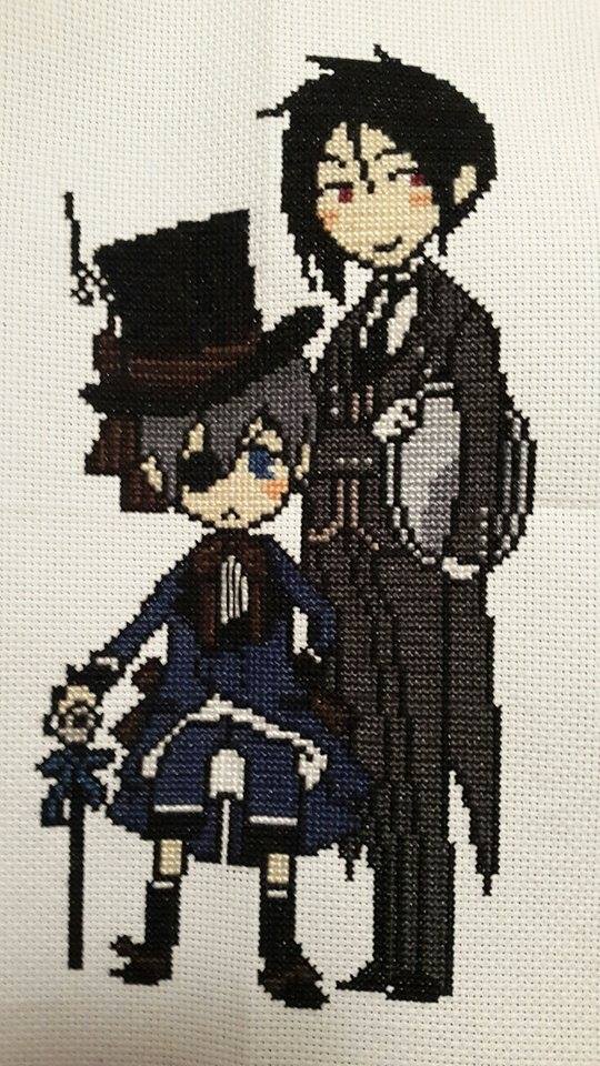 Foto lavoro punto croce Black Butler autrice Fan su Facebook Martina Sangster (1)