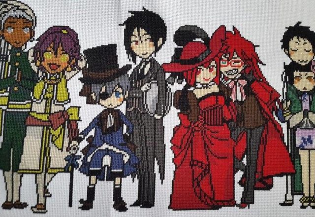 Foto lavoro punto croce Black Butler autrice Fan su Facebook Martina Sangster (6)