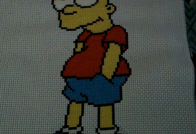 Foto lavoro ricamo punto croce Bart Simpson Fan su Facebook May Lacanilao