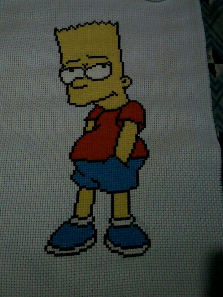 Foto lavoro ricamo punto croce Bart Simpson Fan su Facebook May Lacanilao