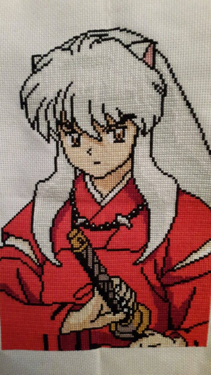 Foto lavoro ricamo terminato Inuyasha autrice Fan su Facebook Martina Sangster