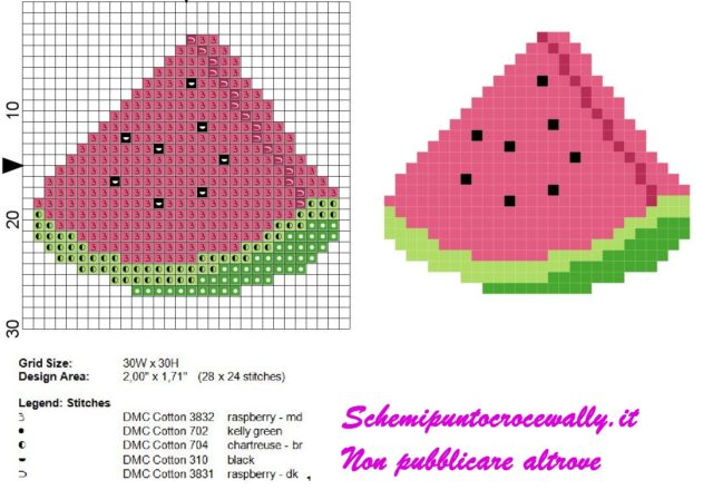 Frutta Anguria schema punto croce gratis