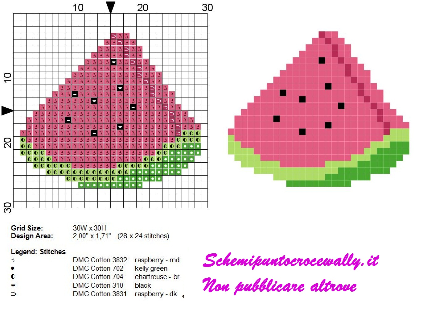 Frutta Anguria schema punto croce gratis