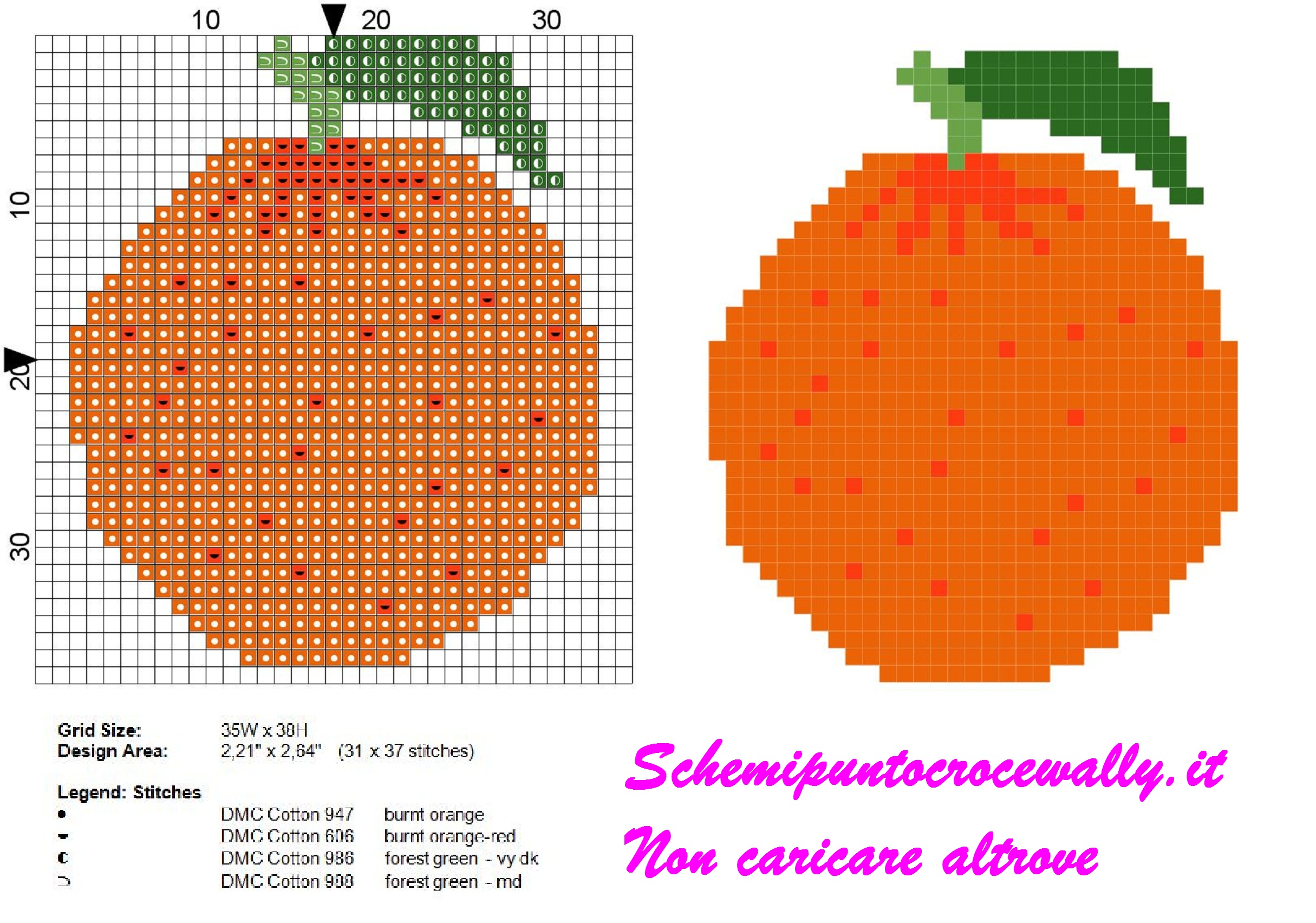 Frutta Arancia schema punto croce gratis