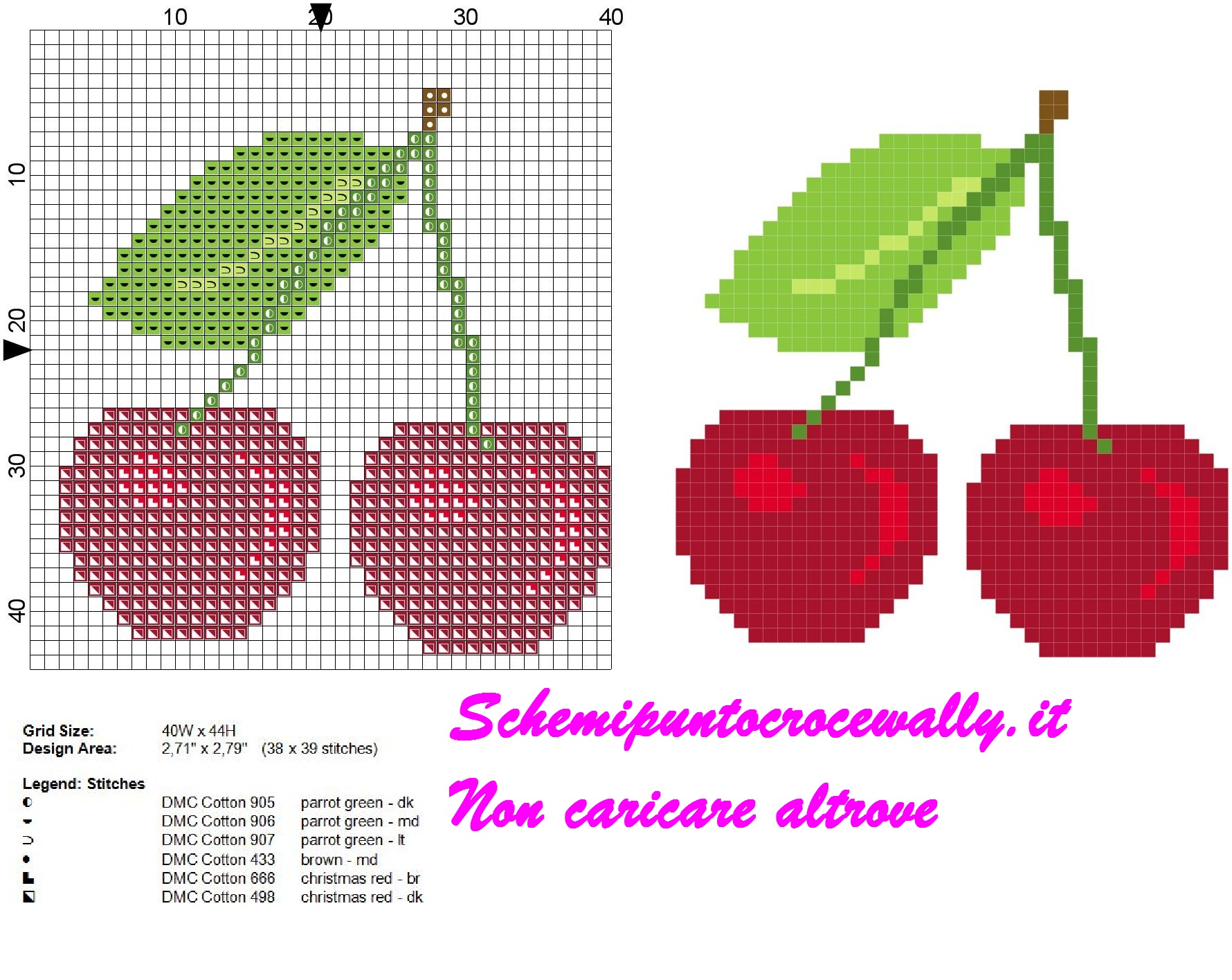 Frutta Ciliegie schema punto croce gratis