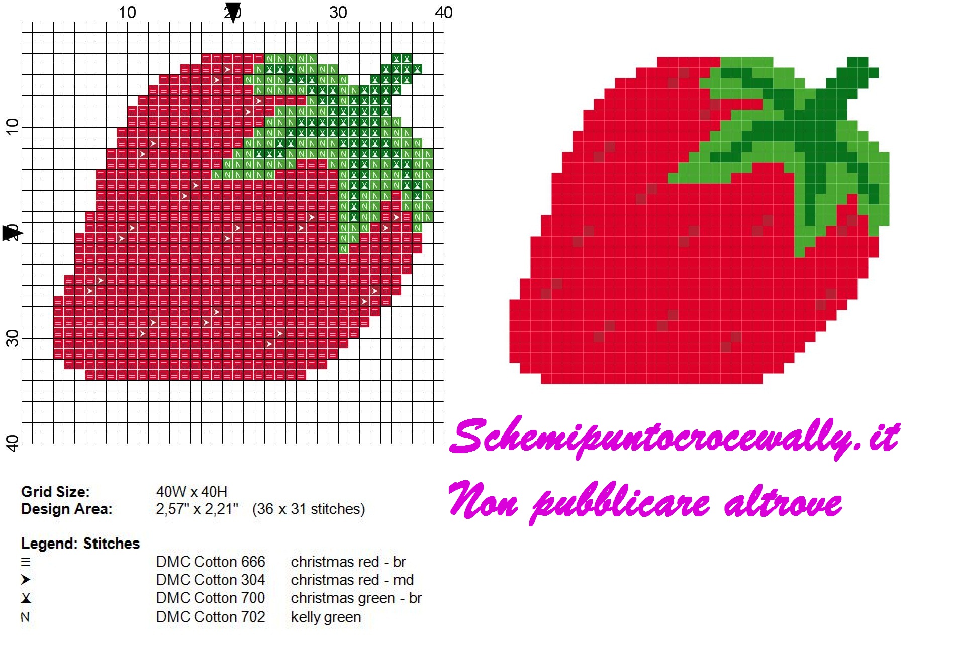 Frutta Fragola schema punto croce gratis