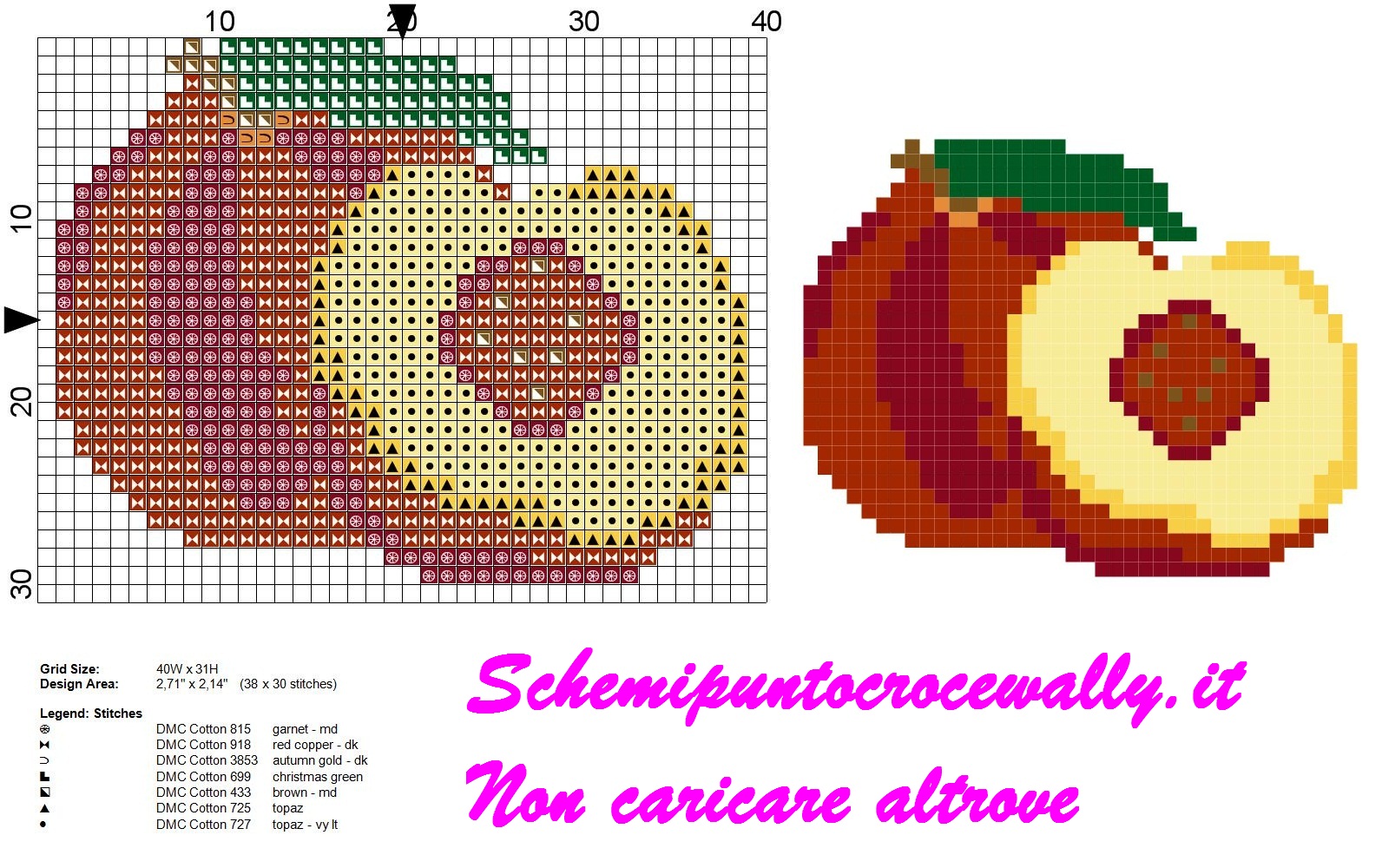 Frutta Pesca schema punto croce gratis