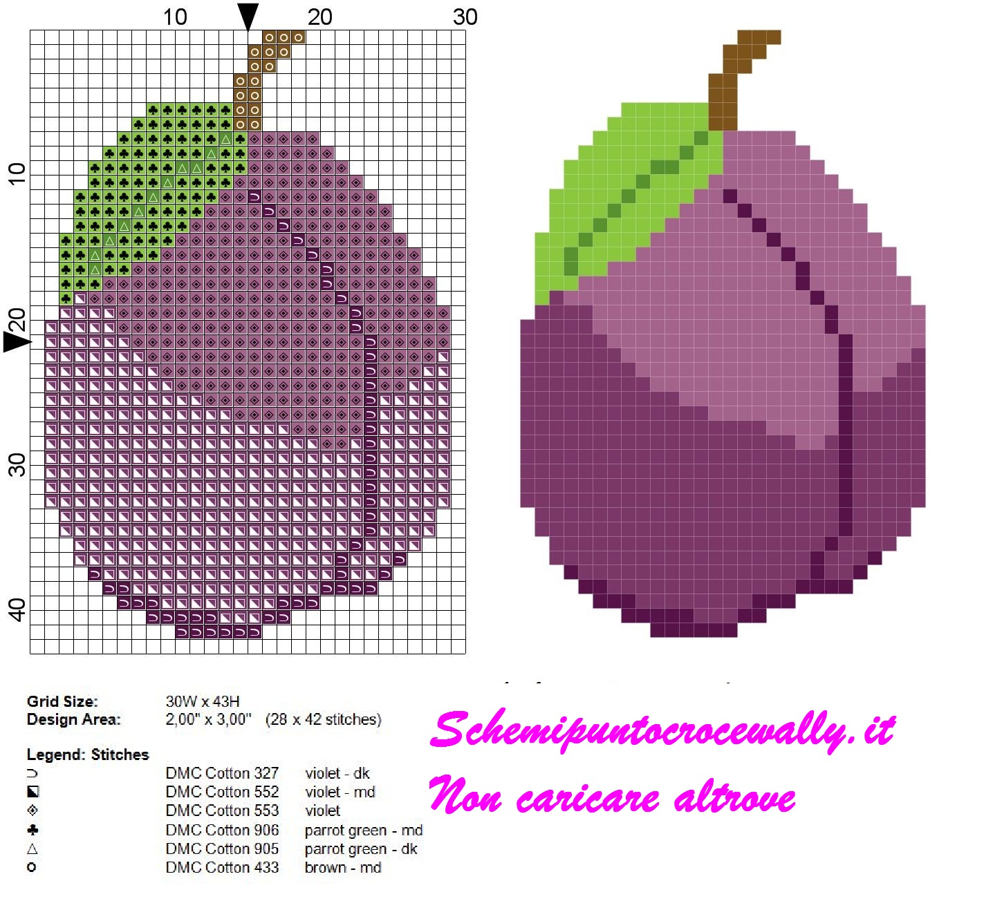 Frutta Prugna schema punto croce gratis