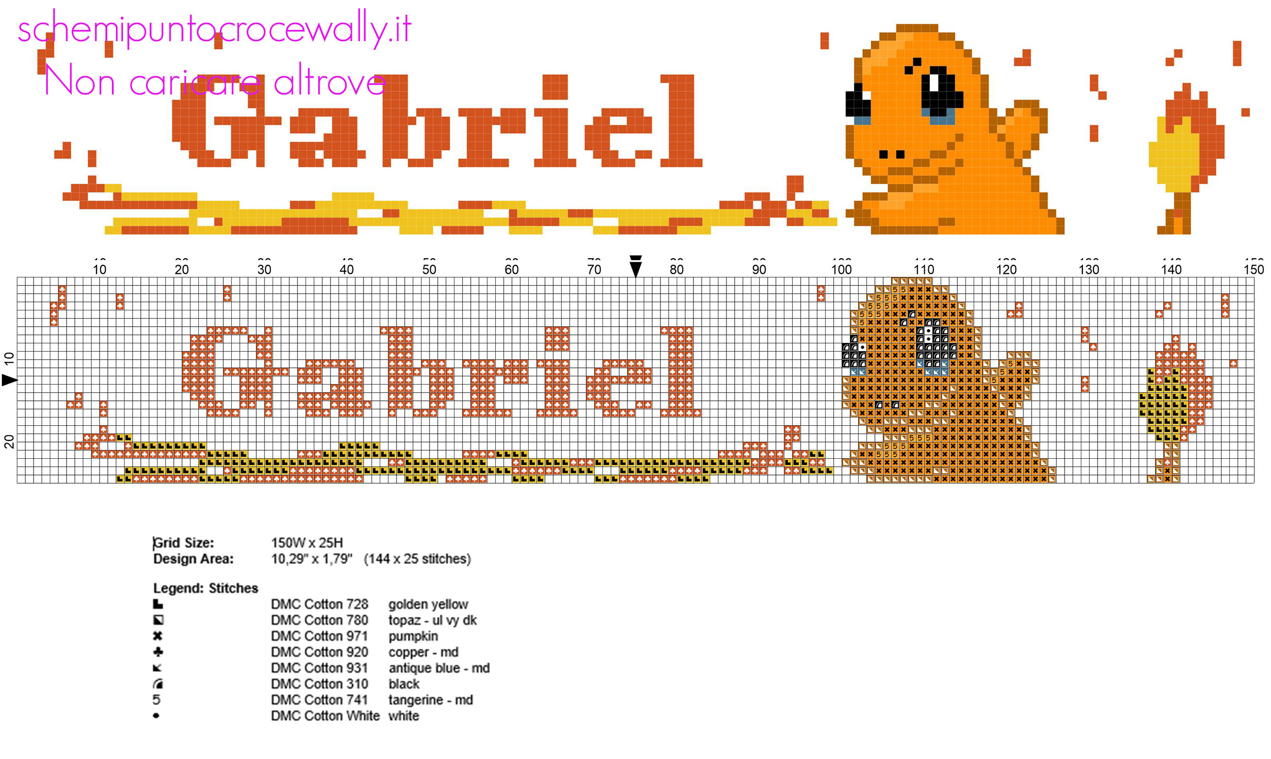 Gabriel nome punto croce col Pokemon Charmander
