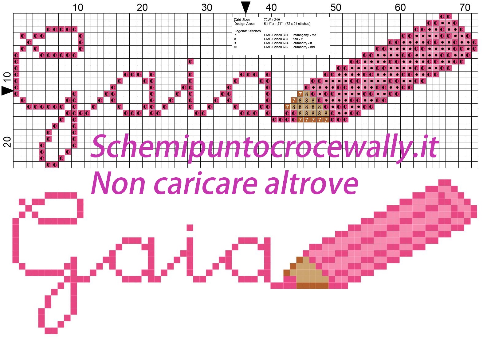 Gaia nome con matita colorata schema punto croce gratis