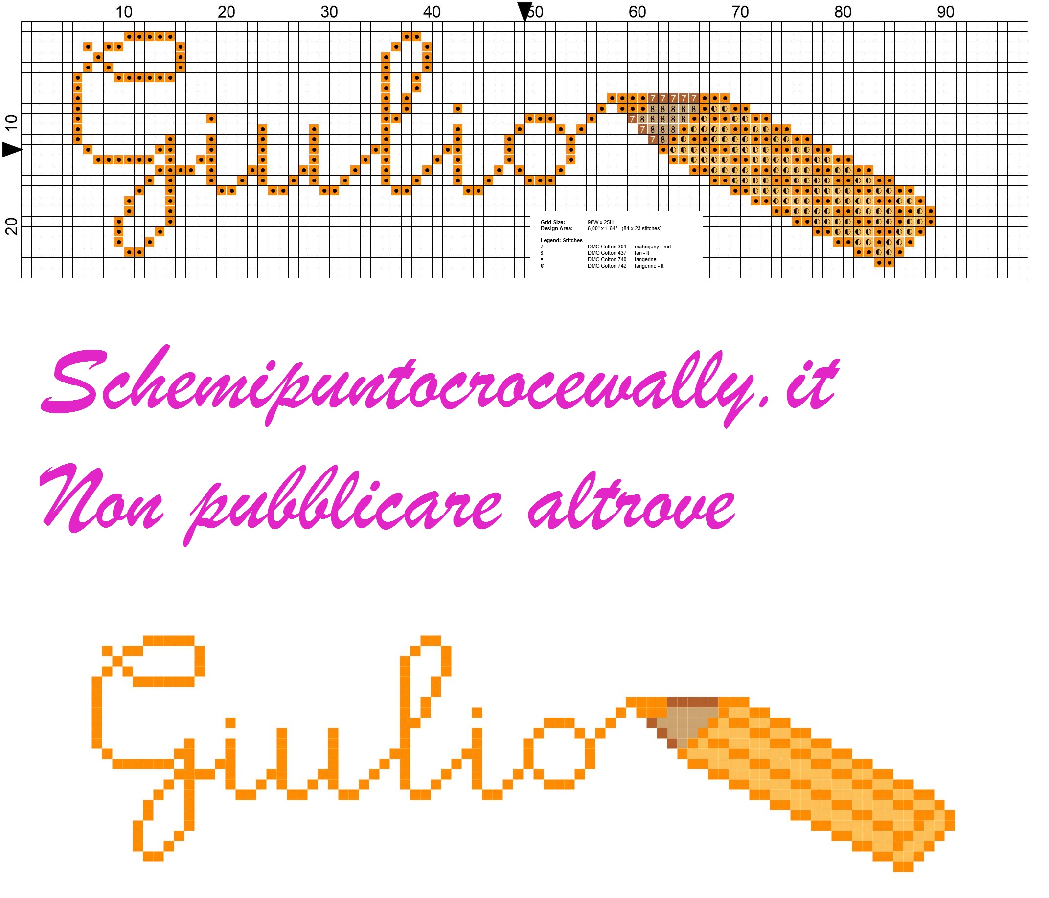 Giulio nome con matita schema punto croce