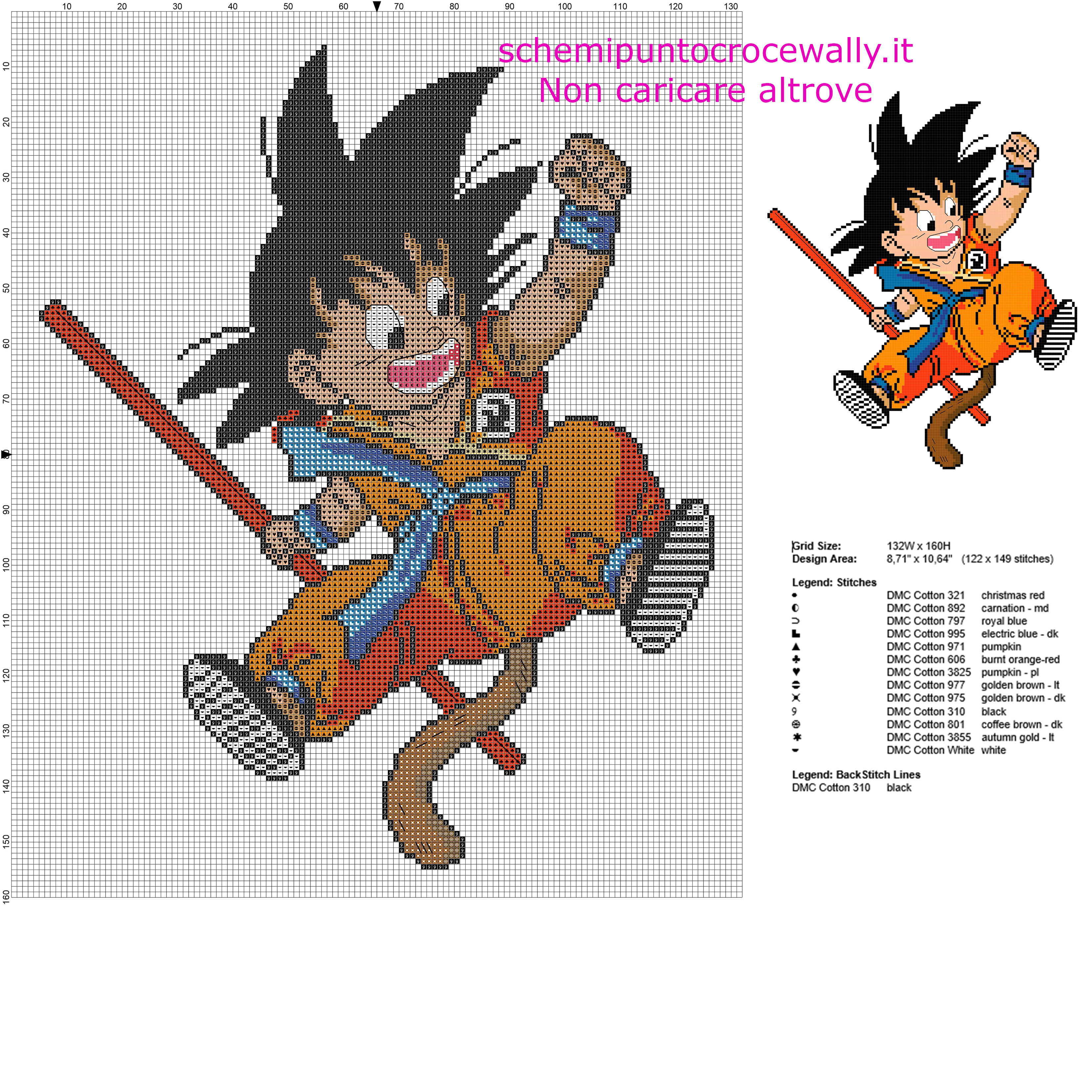 Goku bambino schema punto croce gratis del cartone animato Dragon Ball