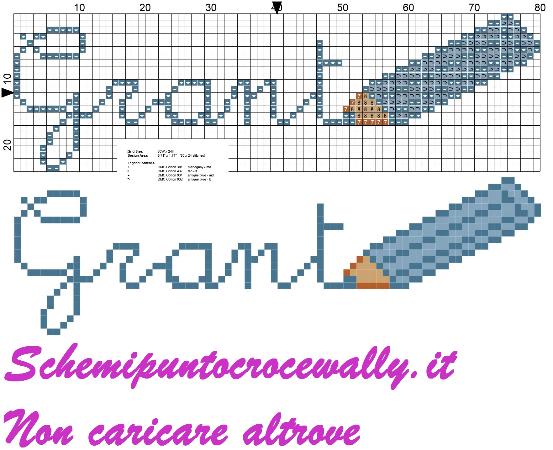 Grant nome con matita schema punto croce