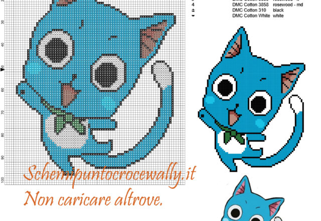 Happy (Fairy Tail) schema punto croce 80x102 7 colori