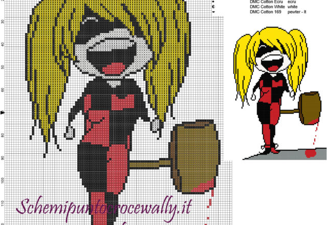 Harley Quinn (Batman) schema punto croce 100x140 8 colori