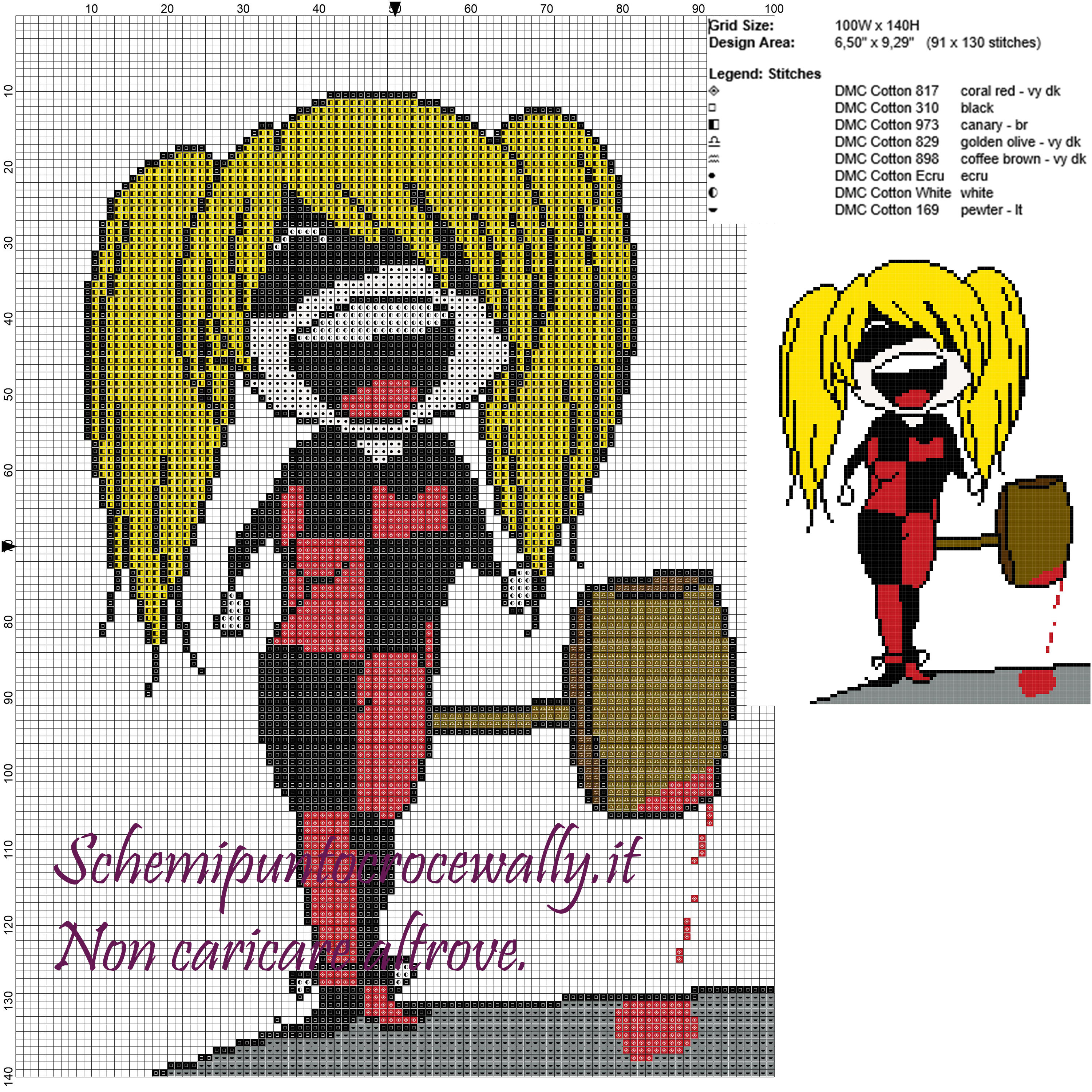 Harley Quinn (Batman) schema punto croce 100x140 8 colori