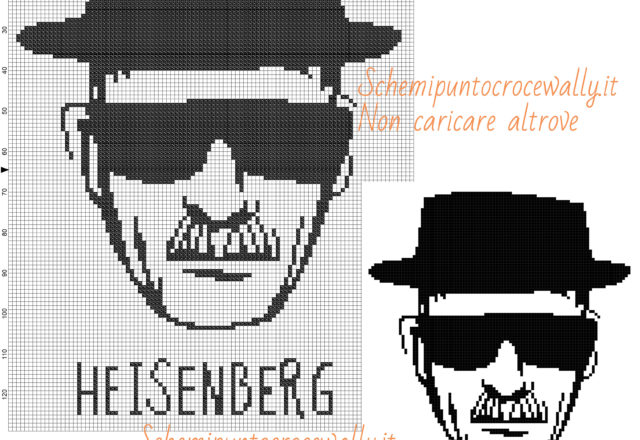 Heisenberg schema punto croce gratis di Breaking Bad 100x129 1 colore