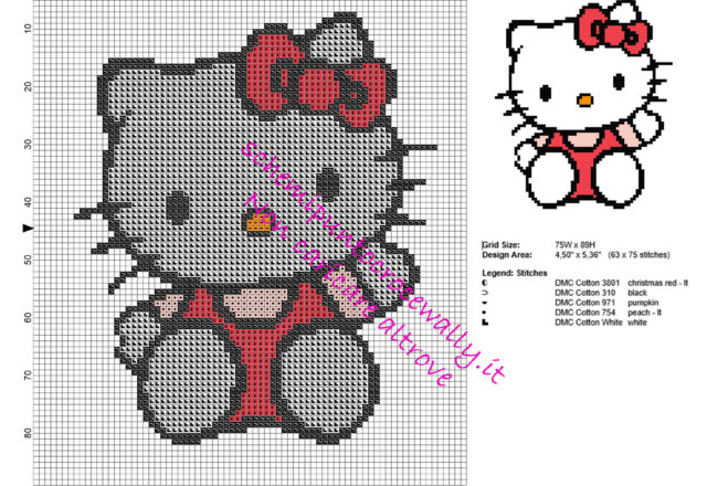 Hello Kitty ciao piccolo gratuito schema punto croce