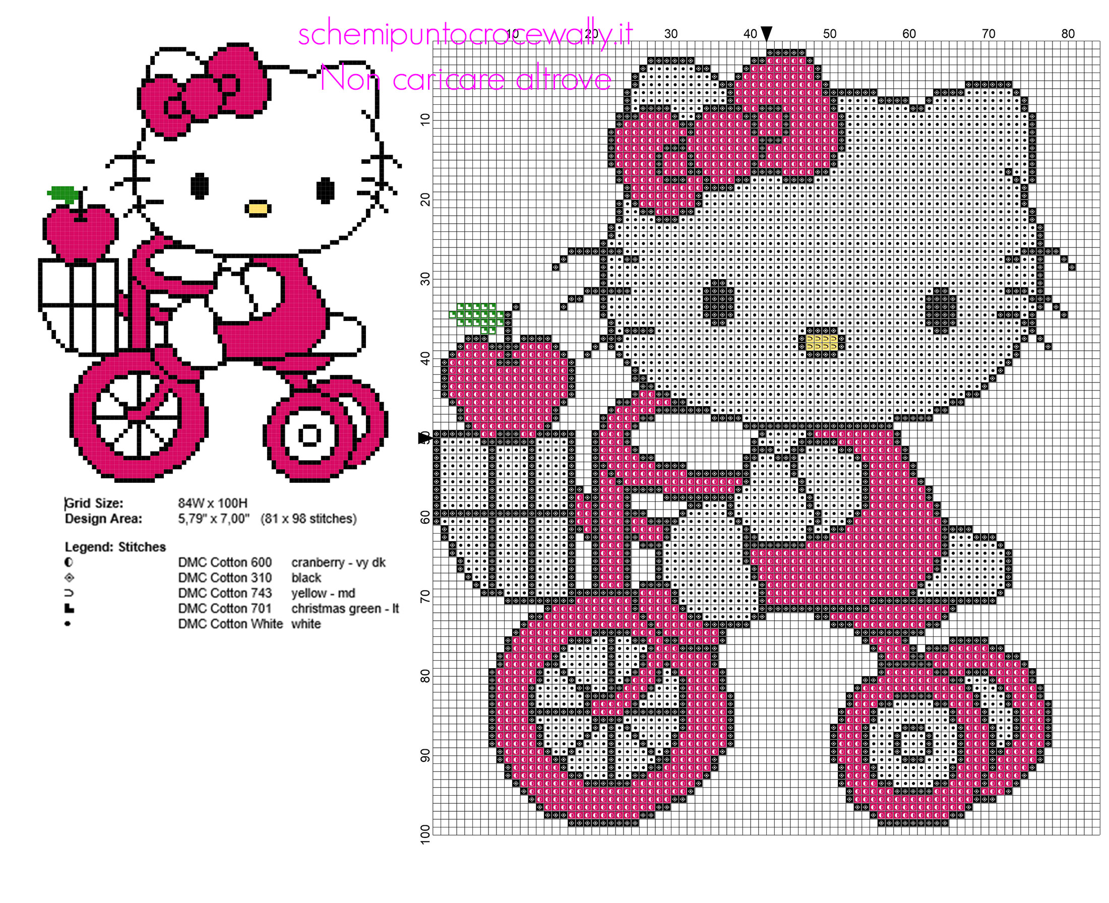Hello Kitty con il triciclo schema punto croce gratis