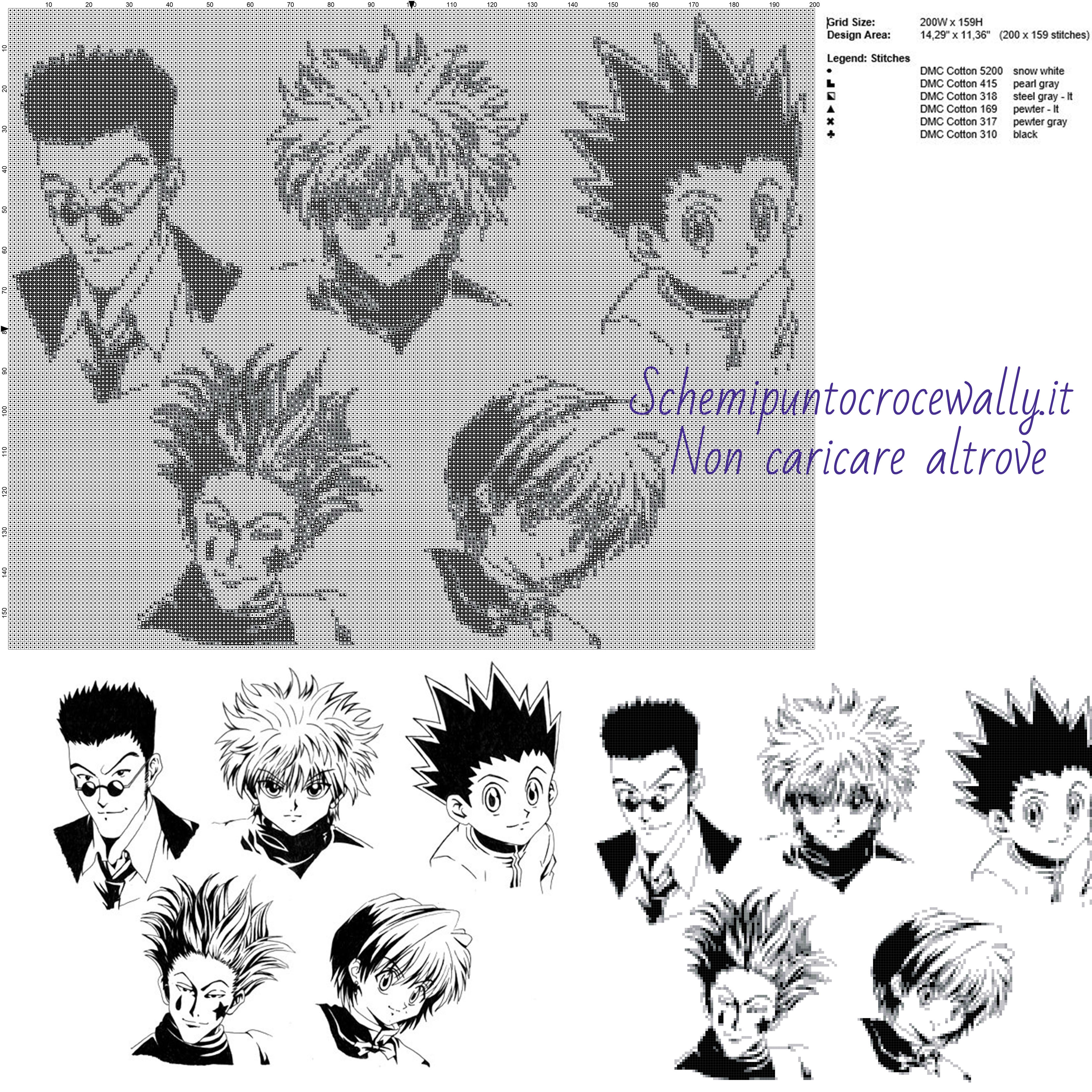 Hunter x Hunter schema punto croce 200x159 6 colori