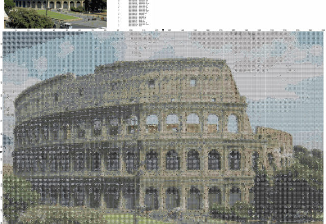 Il Colosseo a Roma schema punto croce luogo famoso idea quadro casa