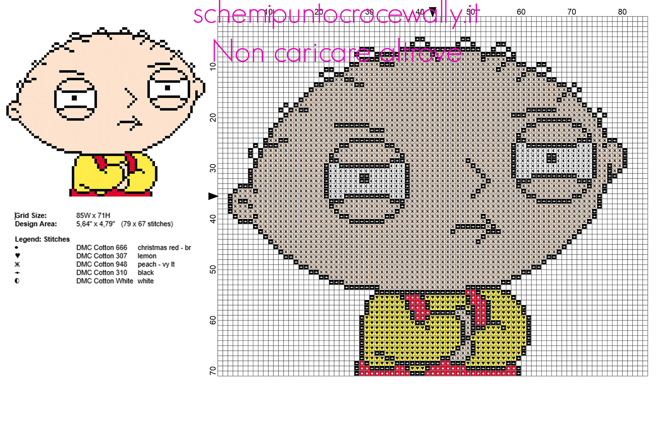 Il bambino Stewie dal cartone animato I Griffin schema punto croce gratis