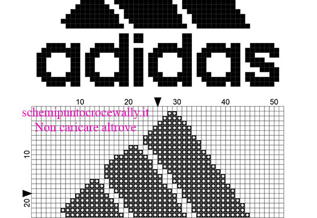 Il logo dell’ Adidas piccolo schema punto croce