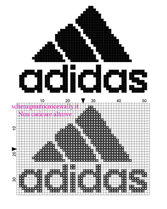 Il logo dell’ Adidas piccolo schema punto croce