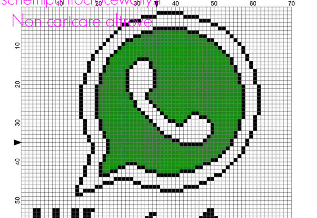 Il logo di WhatsApp schema punto croce da ricamare gratis 66 x 65 crocette 3 colori marca DMC