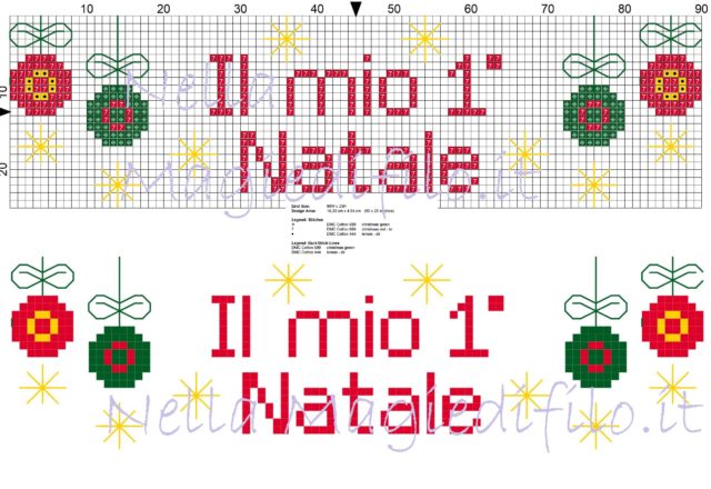 Il mio primo natale con sfere schema punto croce