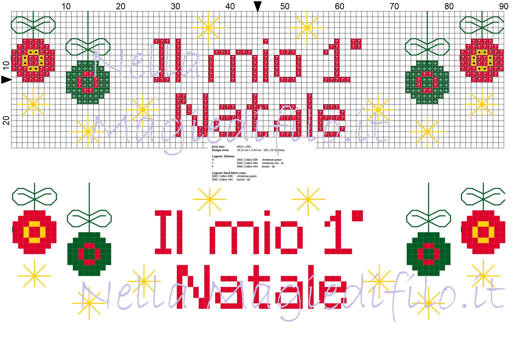 Il mio primo natale con sfere schema punto croce