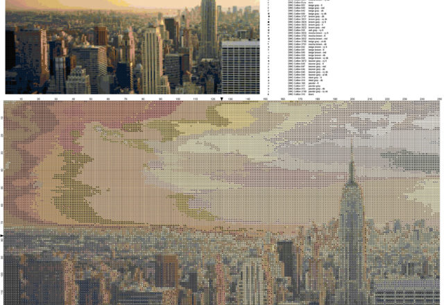 Il panorama di New York schema punto croce idea quadro casa
