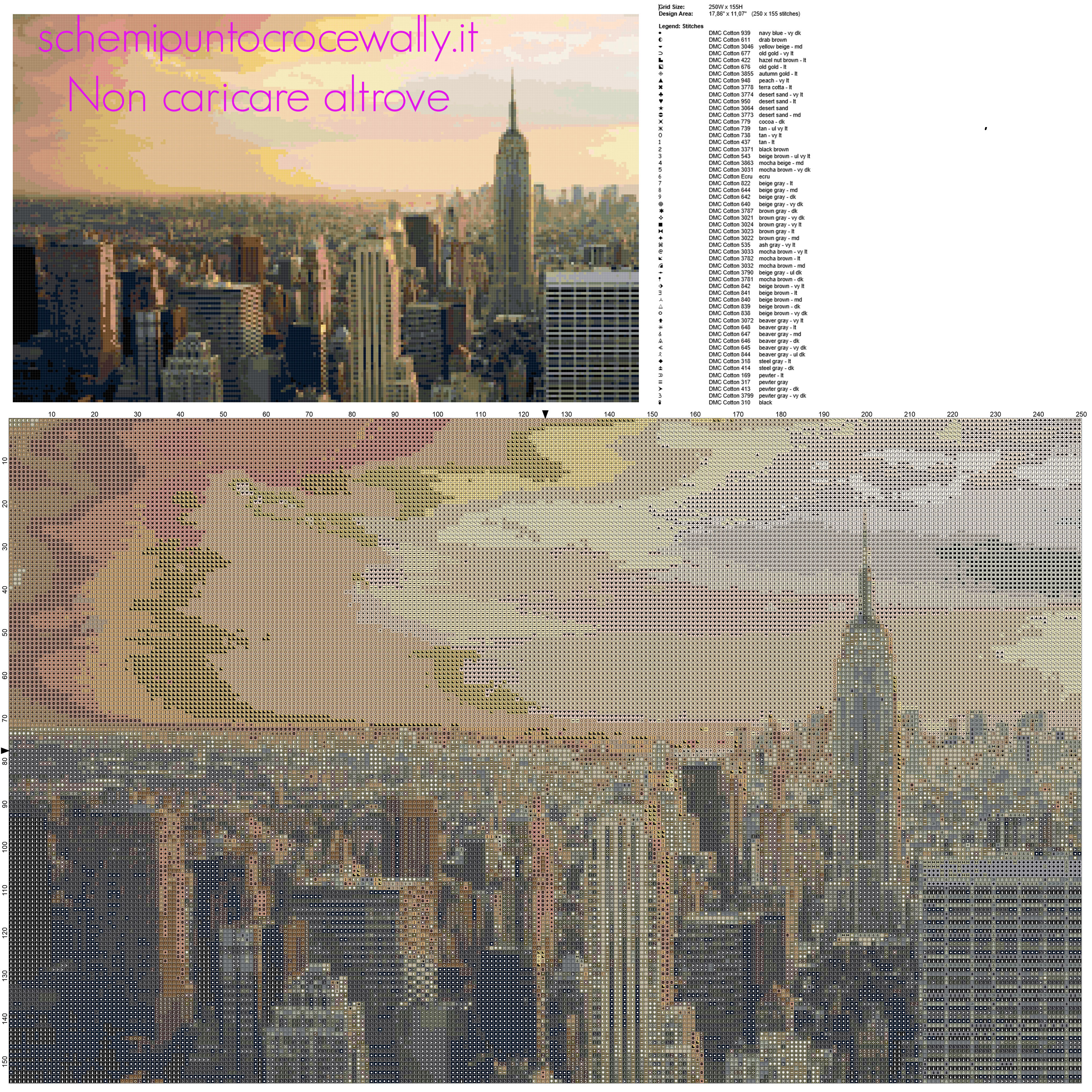 Il panorama di New York schema punto croce idea quadro casa