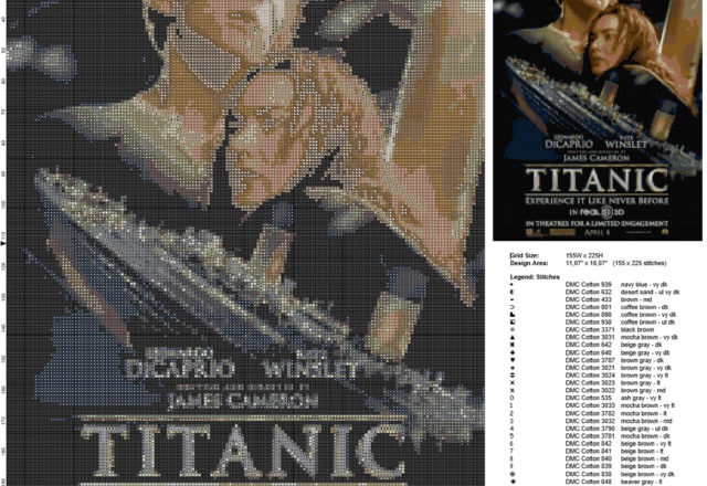 Il poster del film Titanic schema punto croce da ricamare gratis