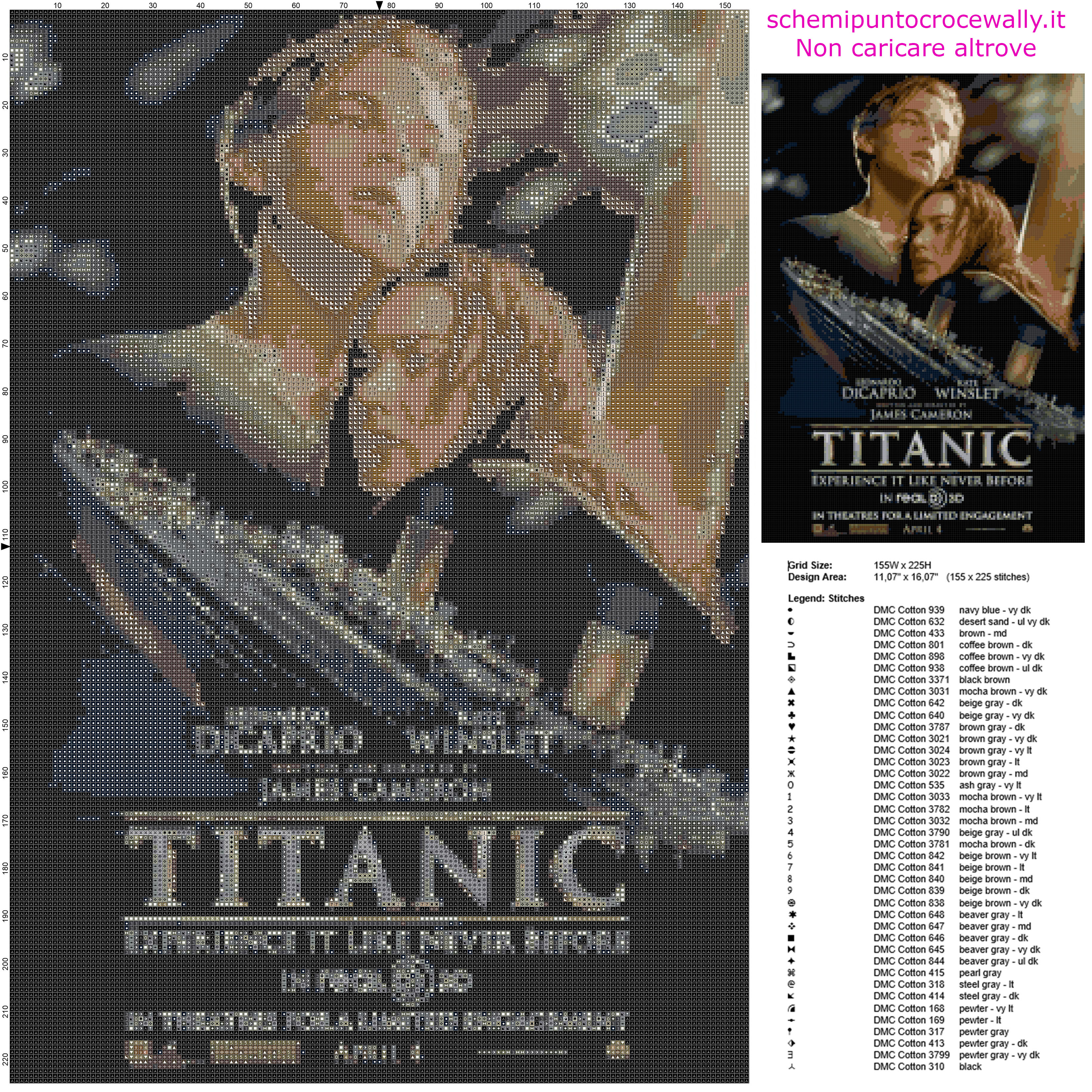 Il poster del film Titanic schema punto croce da ricamare gratis