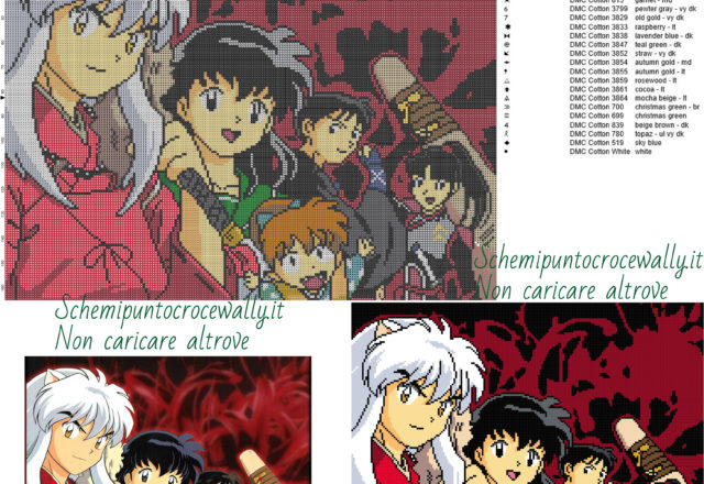 Inuyasha schema gratis punto croce 200x165 25 colori