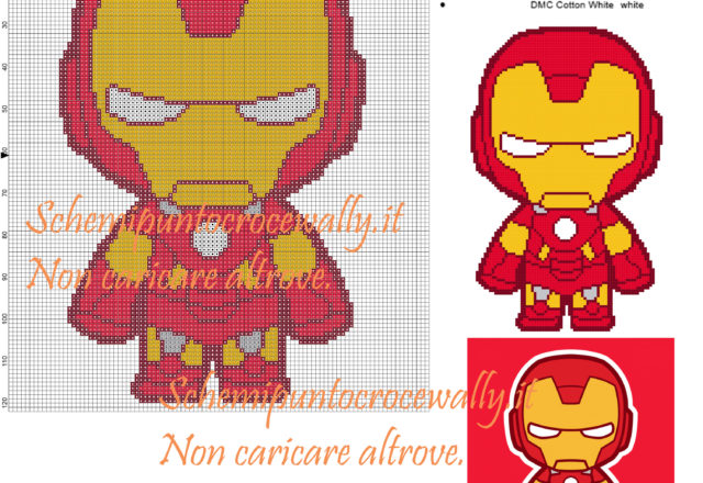Iron Man schema punto croce 100x122 5 colori
