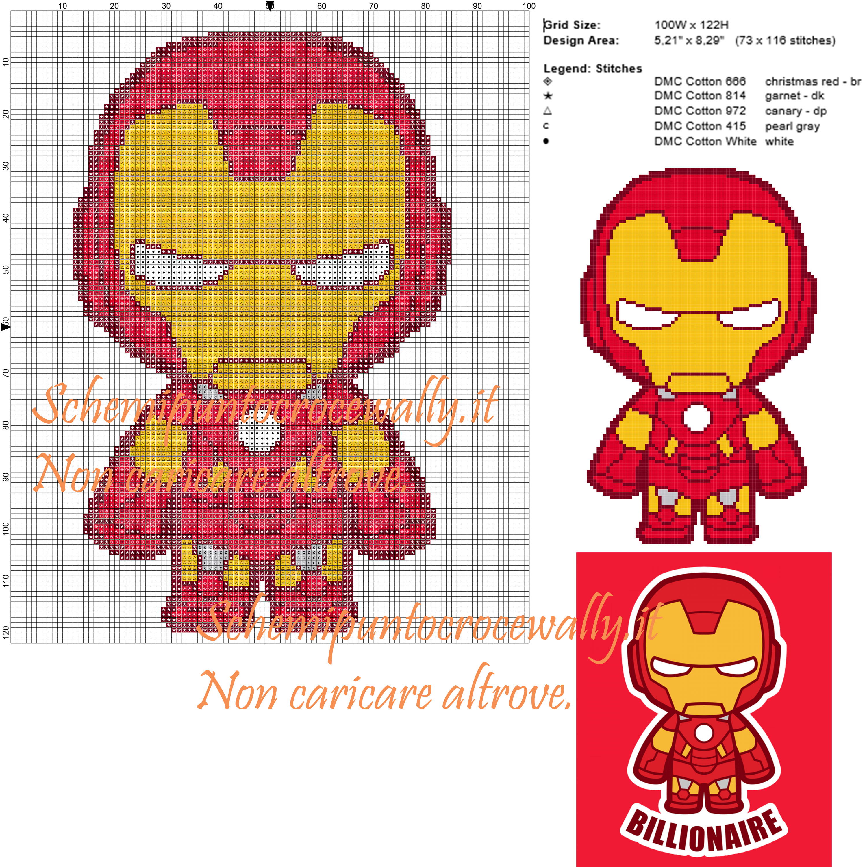 Iron Man schema punto croce 100x122 5 colori