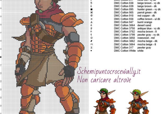 Jak 2 (Jak and Daxter) schema gratis punto croce 106x200 20 colori