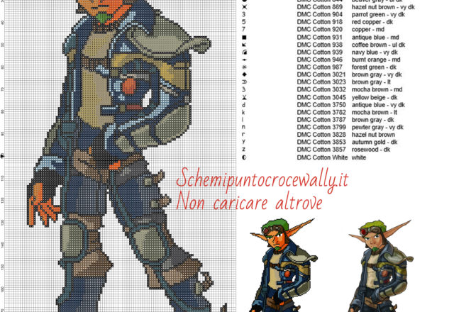 Jak (Jak and Daxter) schema gratis a punto croce 104x200 26 colori