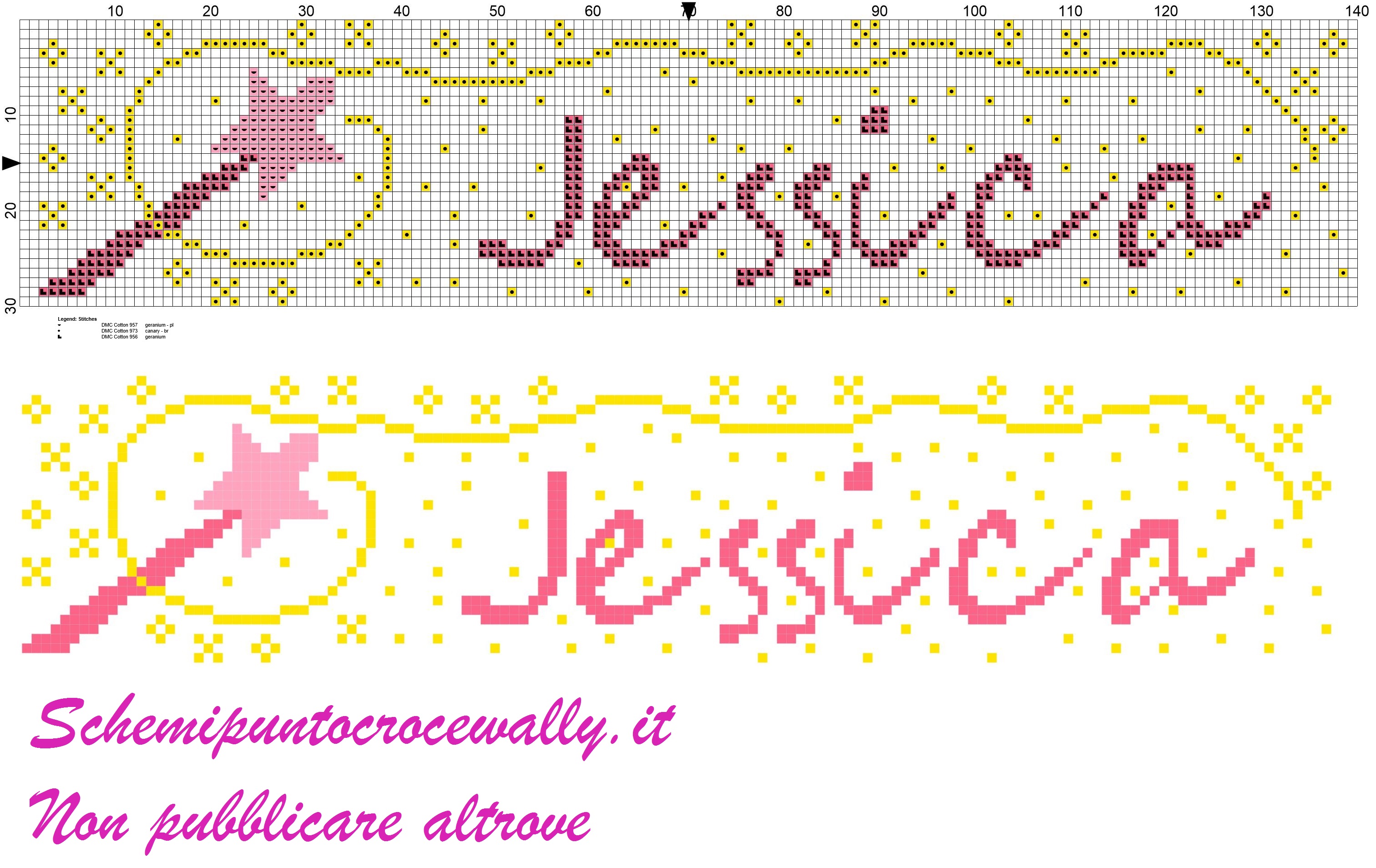 Jessica nome con bacchetta magica schema punto croce