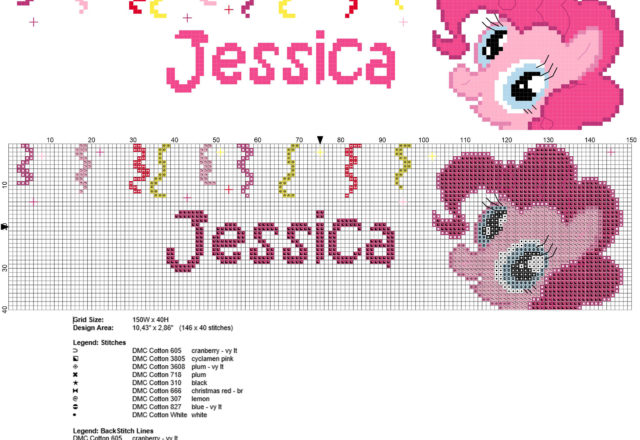 Jessica nome punto croce con My Little Pony