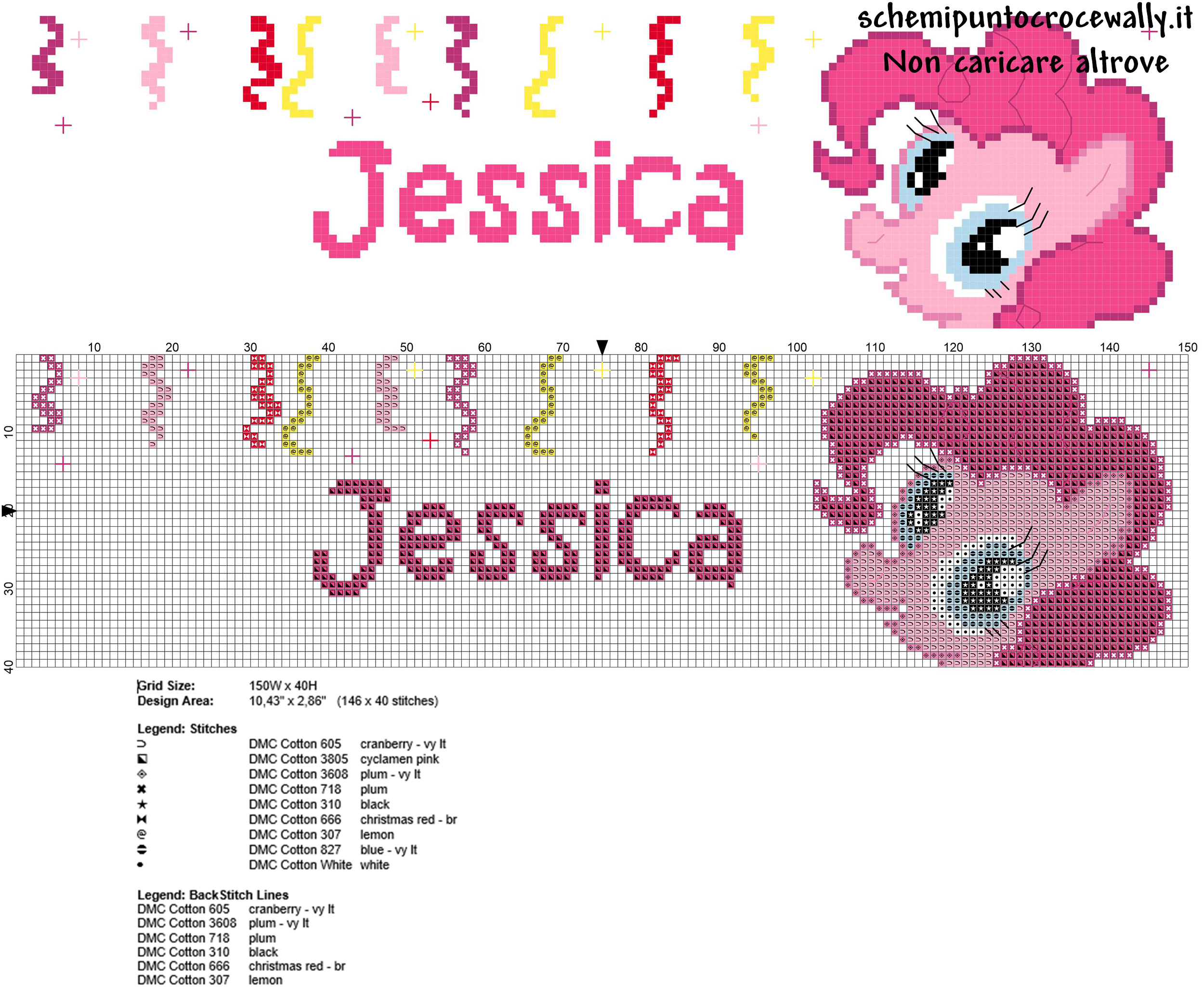 Jessica nome punto croce con My Little Pony