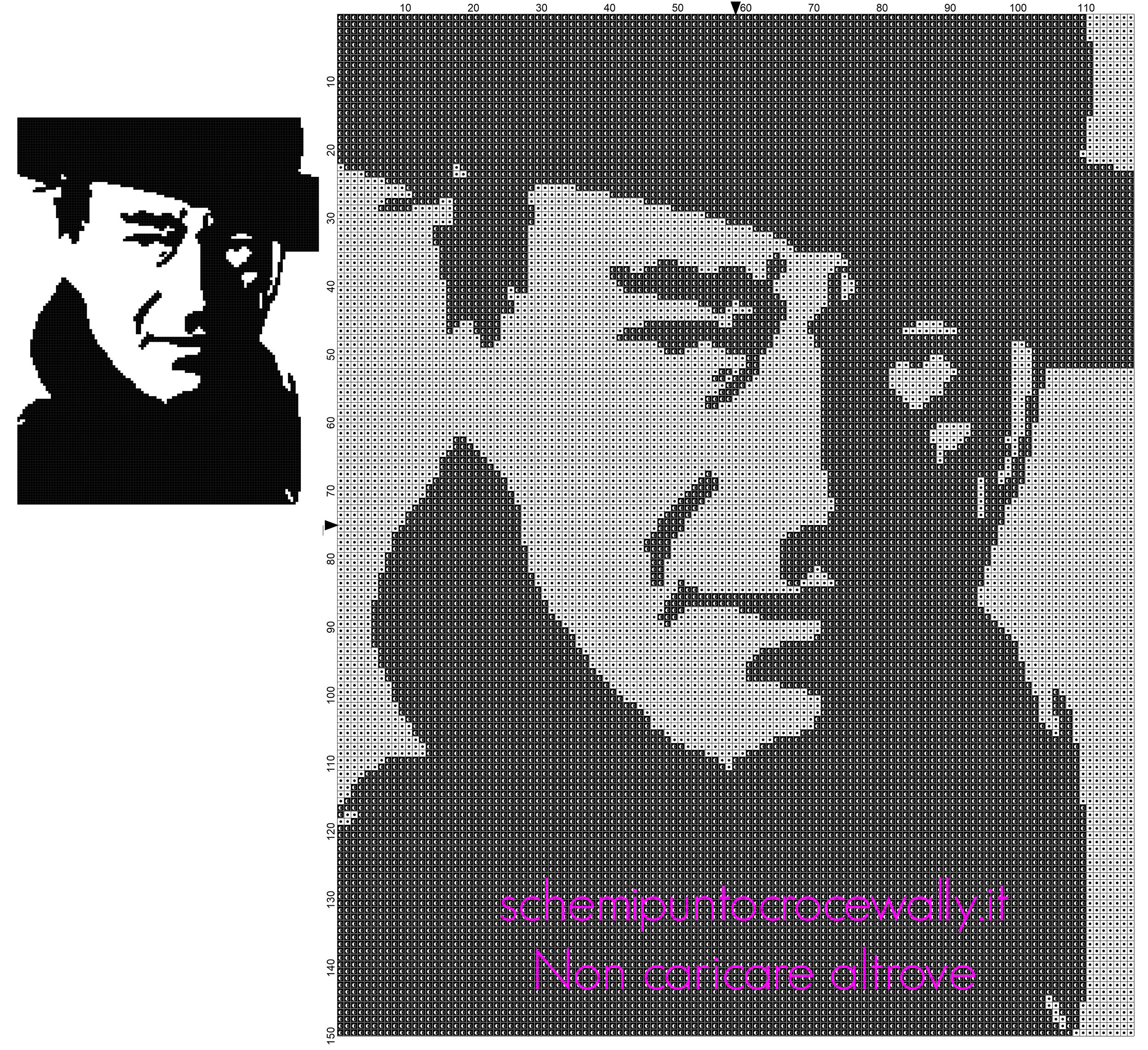 John Wayne schema punto croce gratis idea quadro casa bianco e nero in 150 crocette