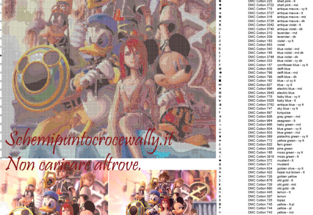 Kingdom Hearts schema punto croce 250x240 100 colori