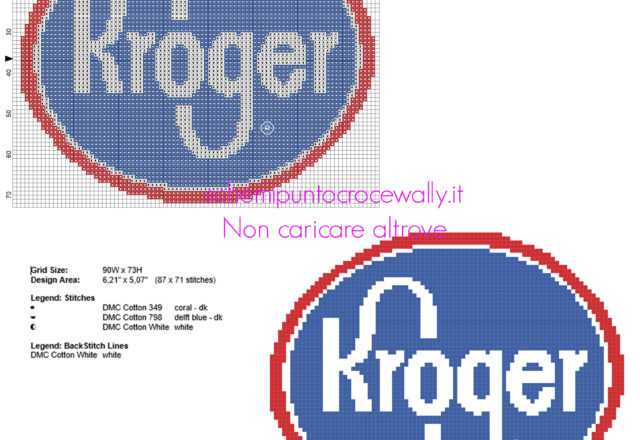 Kroger marchio logo di cibo schema punto croce realizzato con PcStitch 10